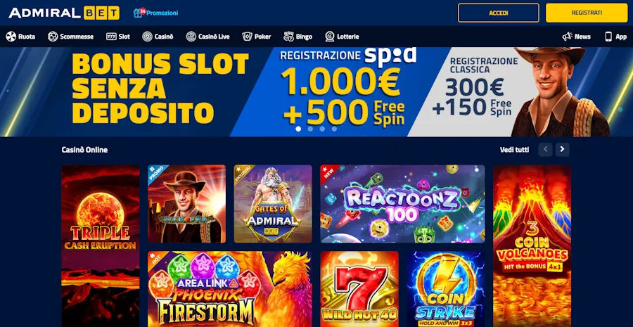 AdmiralBet Casinò - Piattaforma di Gioco Premium