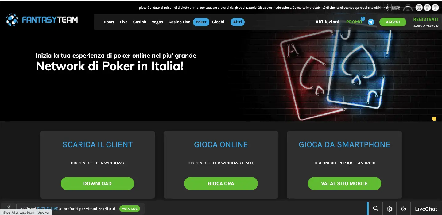 Fantasy Team Poker homepage Fantasy Team Poker homepage
