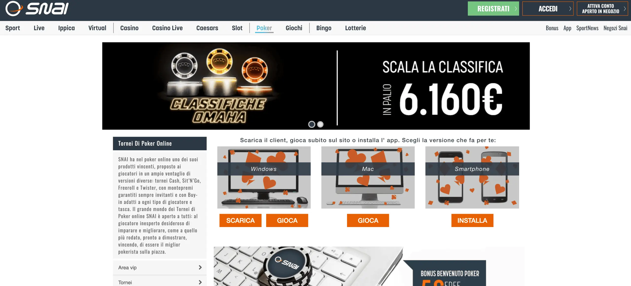 snai poker homepage