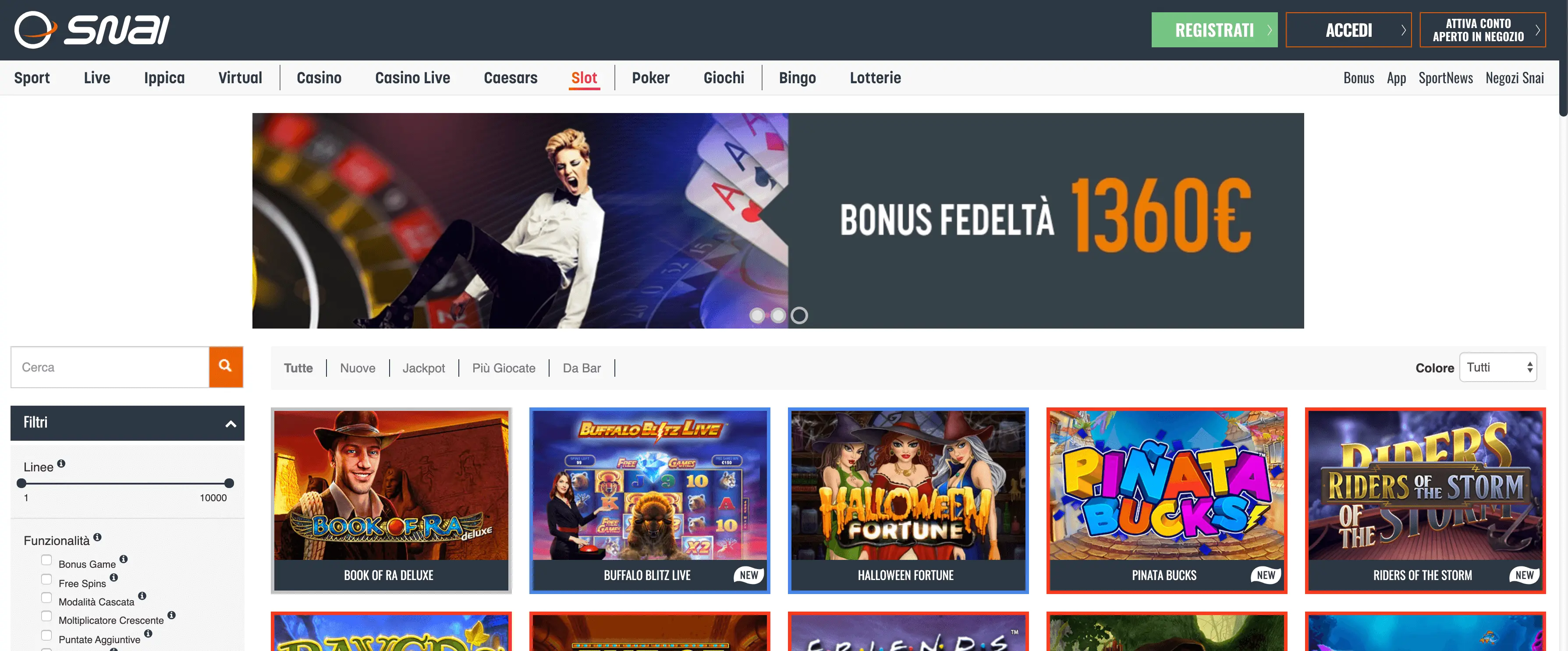 snai slot giochi