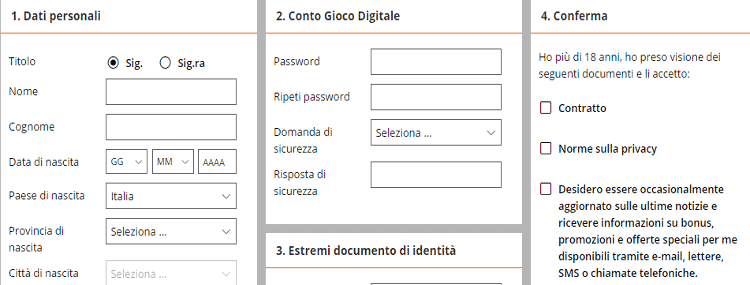 gioco digitale registrazione