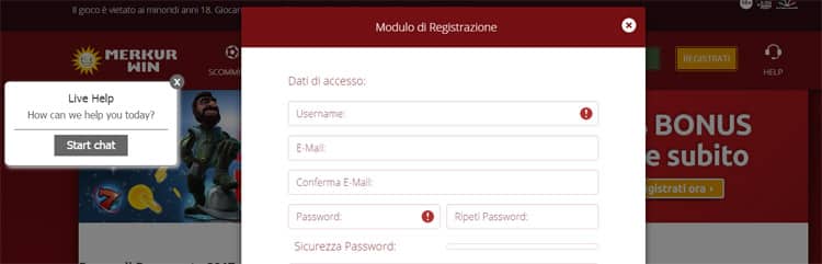 merkur win registrazione
