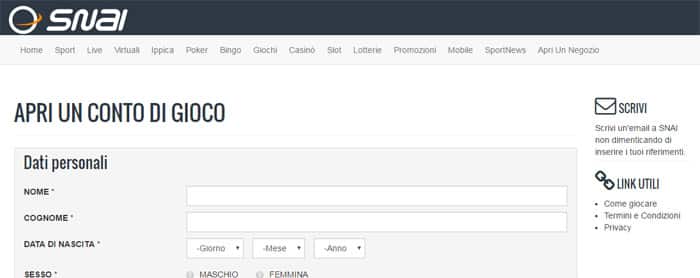snai registrazione