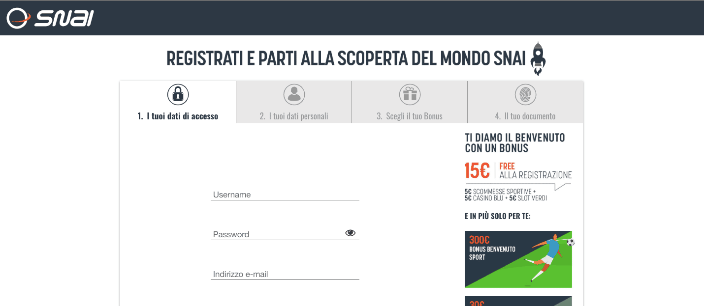 come registrarsi su snai