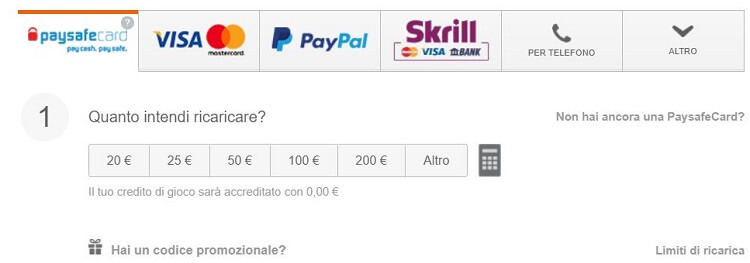 deposito con paysafecard sul bookamkers scelto oggi 888Sport