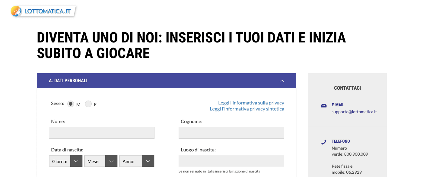 lottomatica registrazione