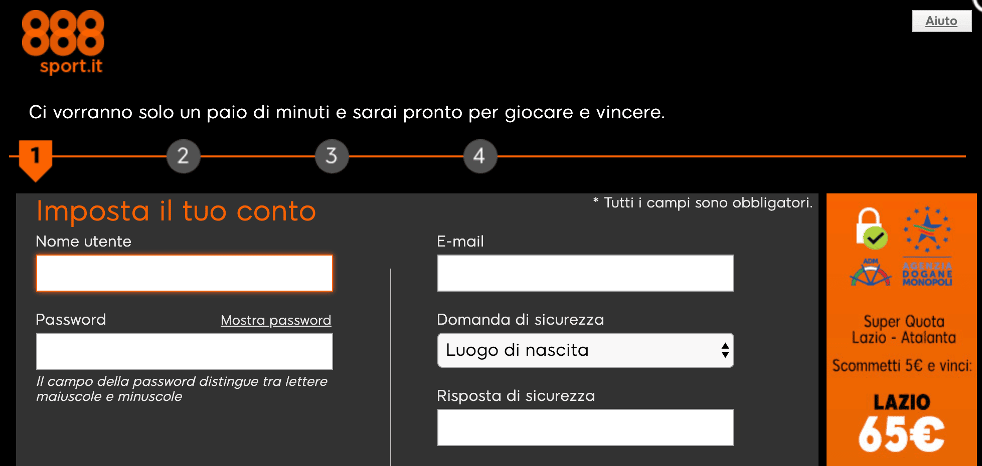 888 sport registrazione
