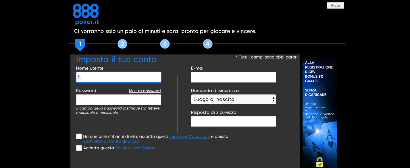 888Poker registrazione