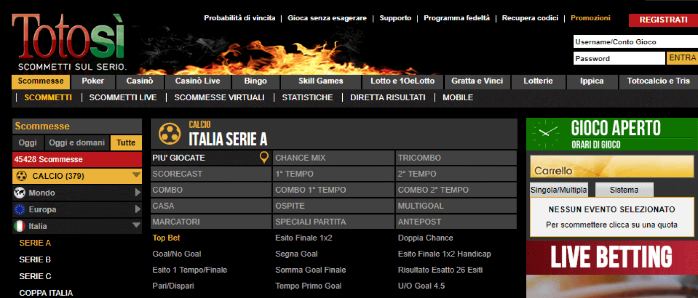 TotoSì 5 TotoSì Scommesse SPortive
