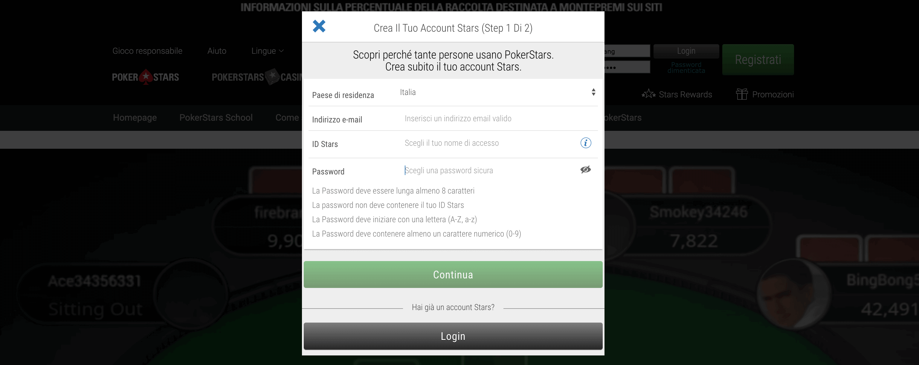 pokerstars registrazione