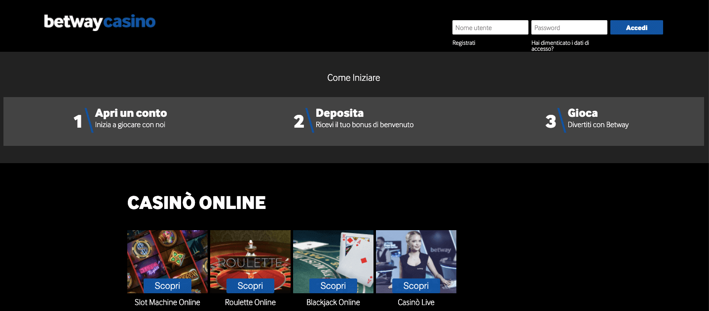Betway homepage