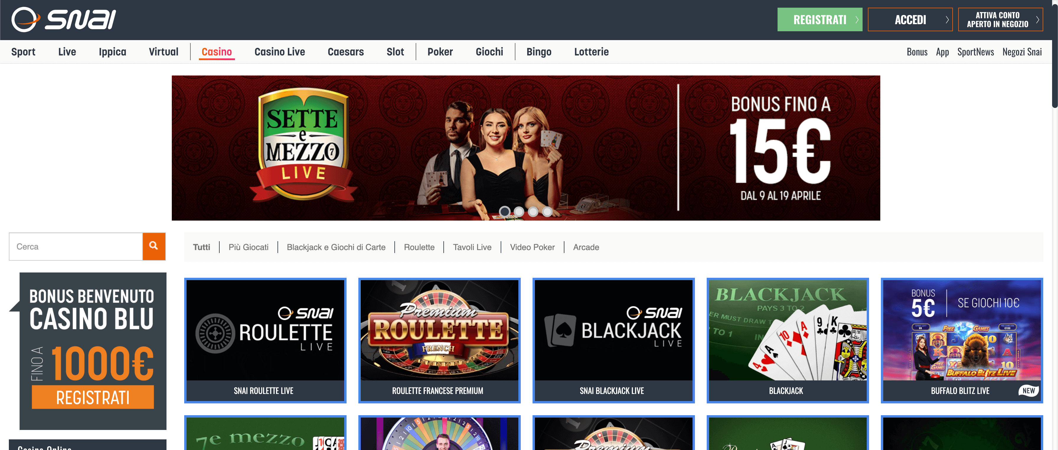 snai casino home