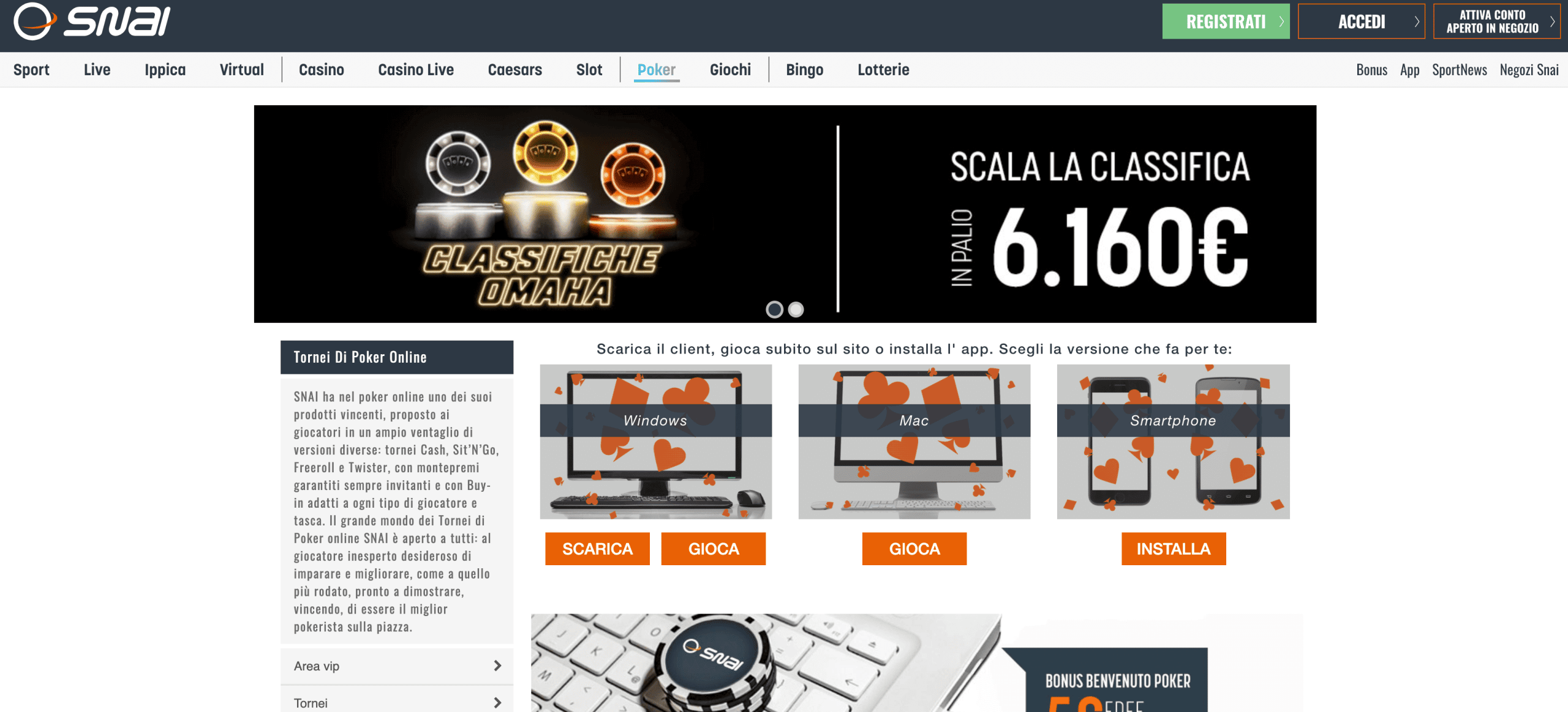 snai poker homepage