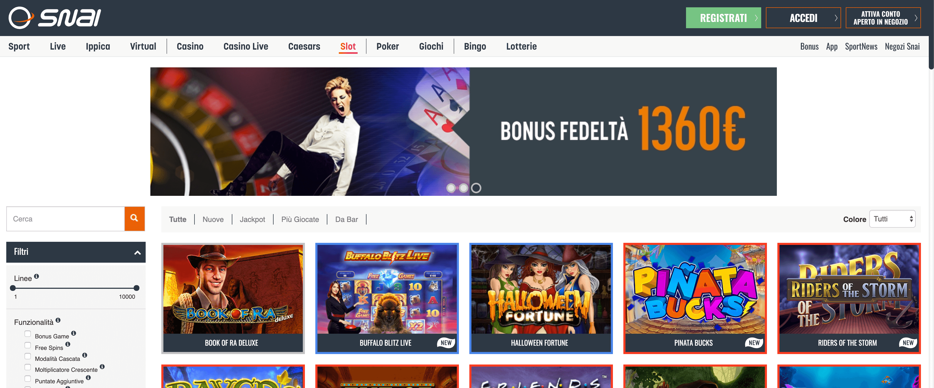snai slot giochi