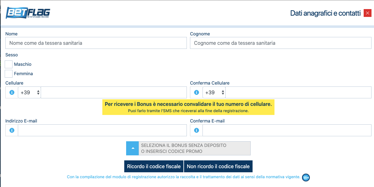 Betflag Casino registrati