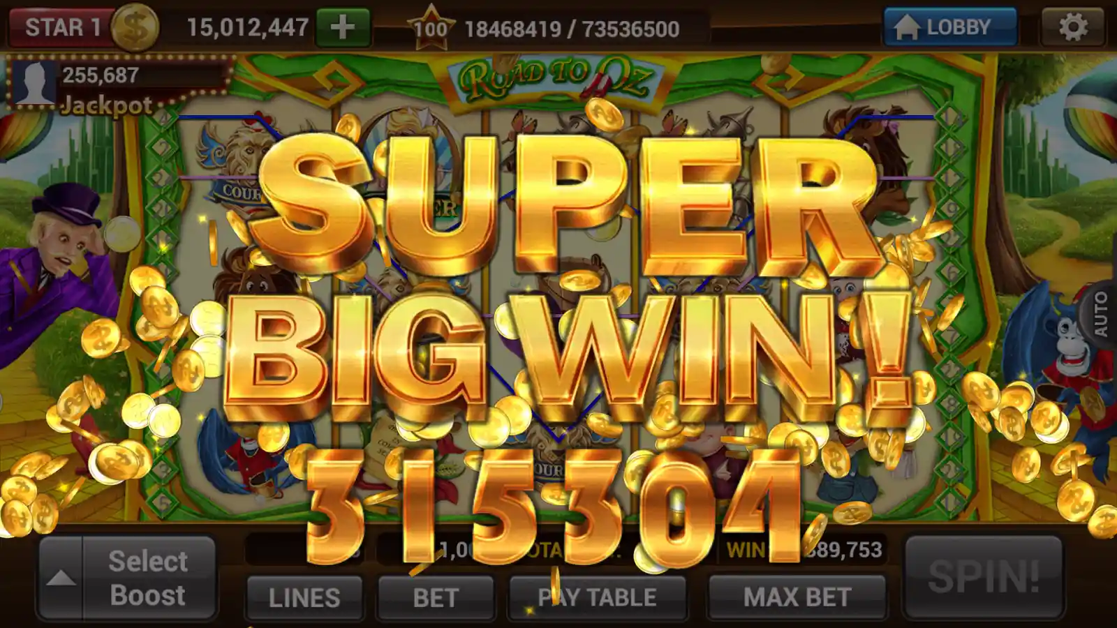 Vincita con free spin alla slot machine.