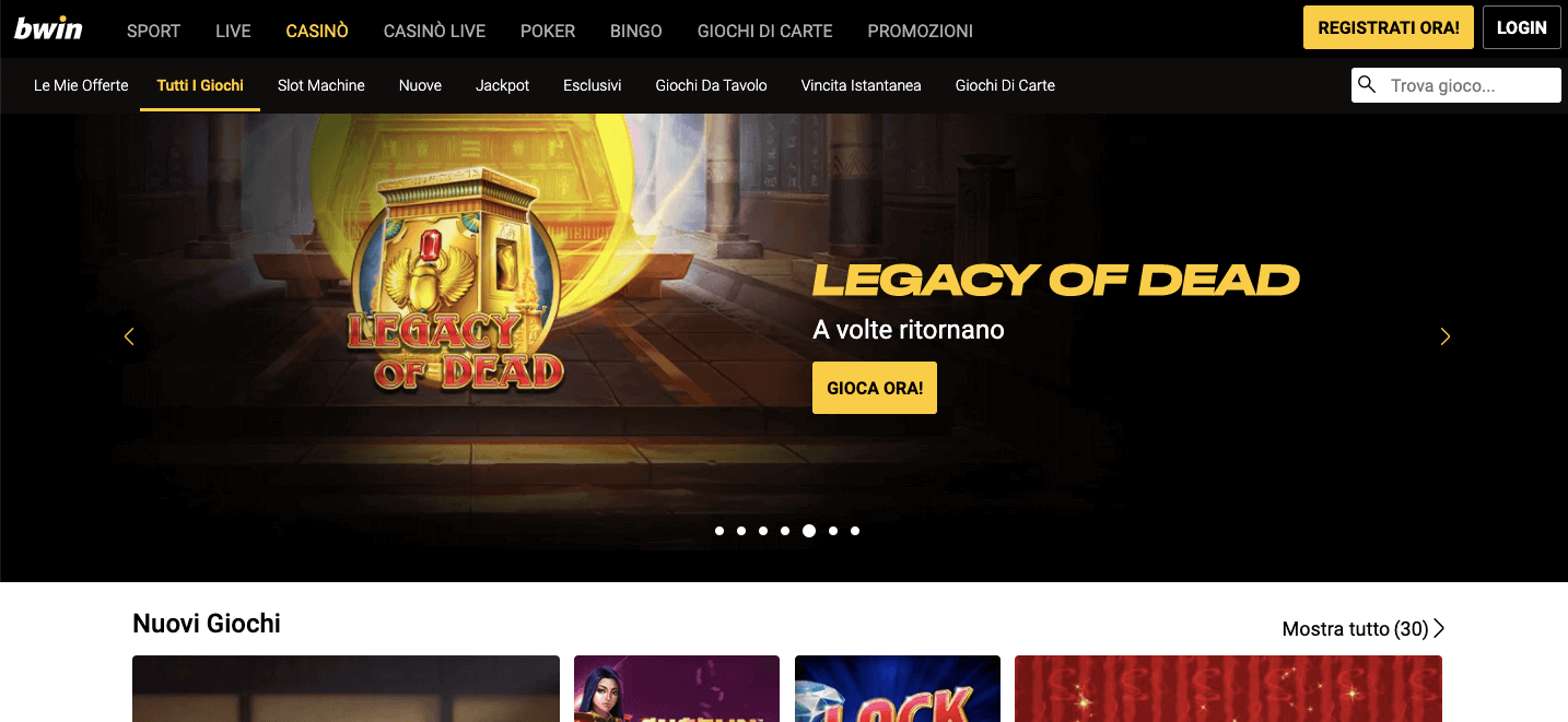 BwinCasinò homepage