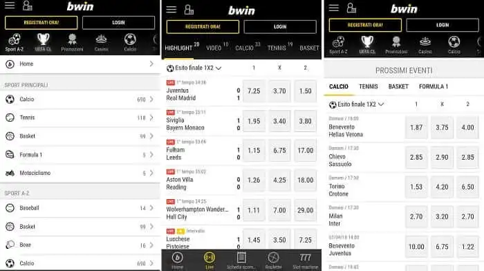 Applicazione bwin quote scommesse