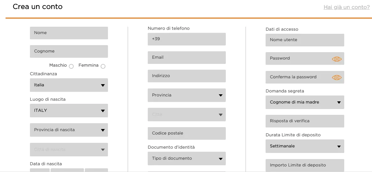 Casino.com registrazione