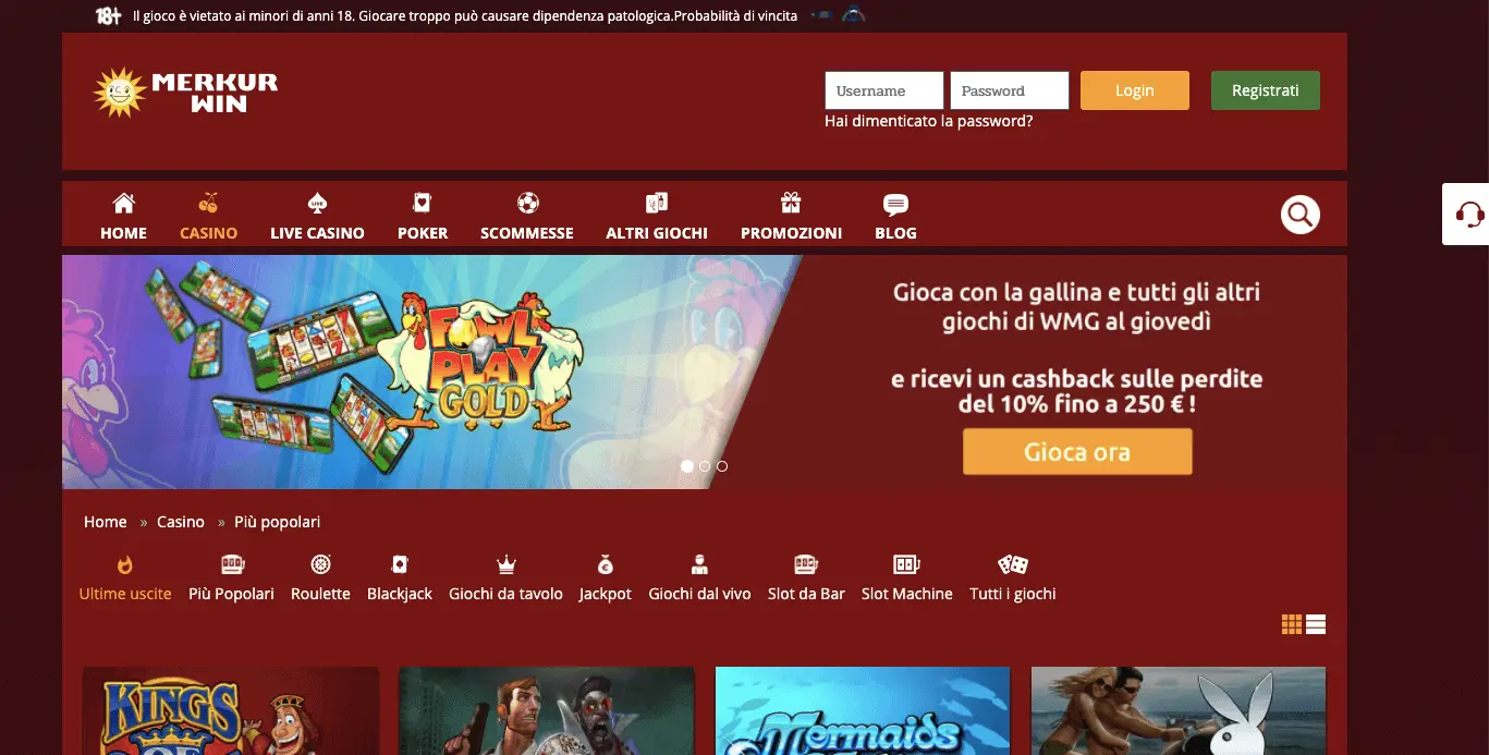 Merkur Win Casino homepage