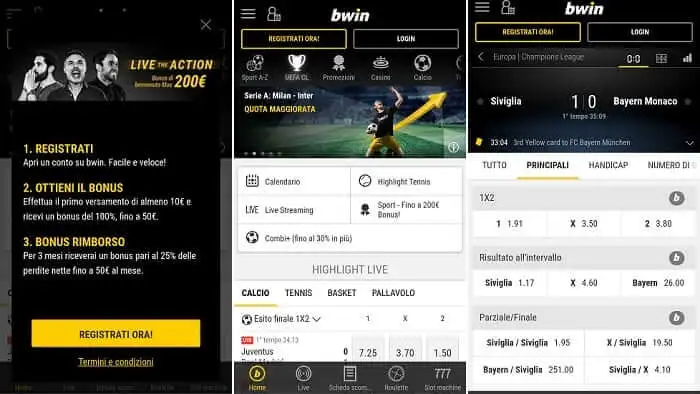 app scommesse sportive di Bwin